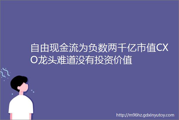 自由现金流为负数两千亿市值CXO龙头难道没有投资价值