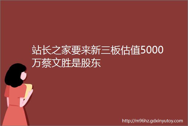 站长之家要来新三板估值5000万蔡文胜是股东