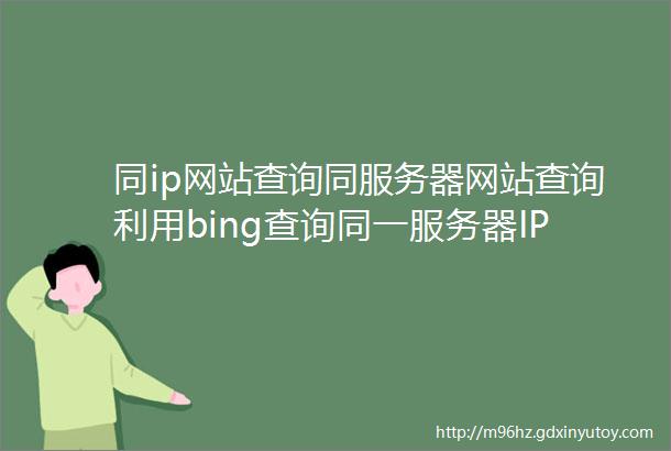 同ip网站查询同服务器网站查询利用bing查询同一服务器IP